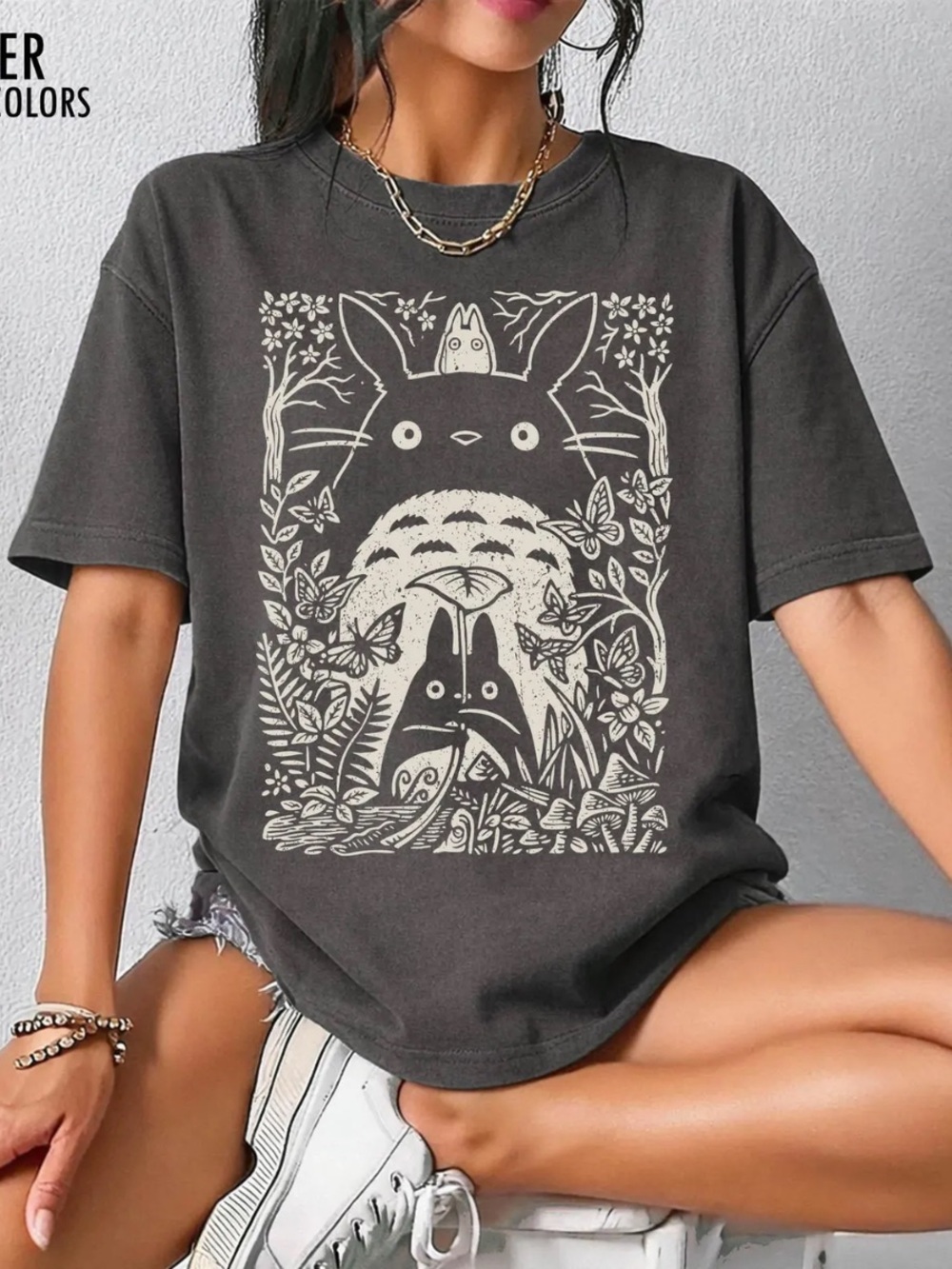 Comfort Colors Pepper Graphic Totoro-Inspired Tee